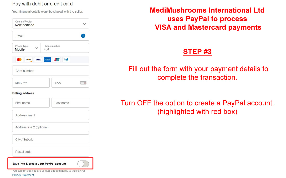 Pay MediMushrooms With PayPal - Step 03